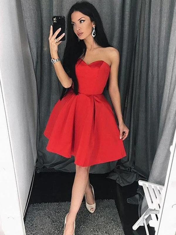 bodycon prom dressesSimple Sweetheart Neck Red Prom Dresses, Red Homecoming Dresses