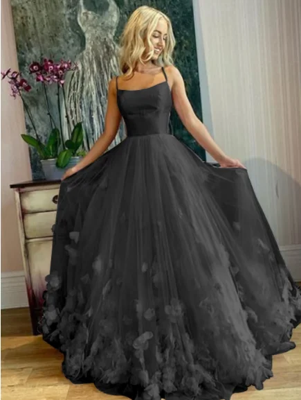 sleeveless prom dressesProm Dresses Elegant Dress Engagement Floor Length Sleeveless Strap Tulle with Pleats Appliques