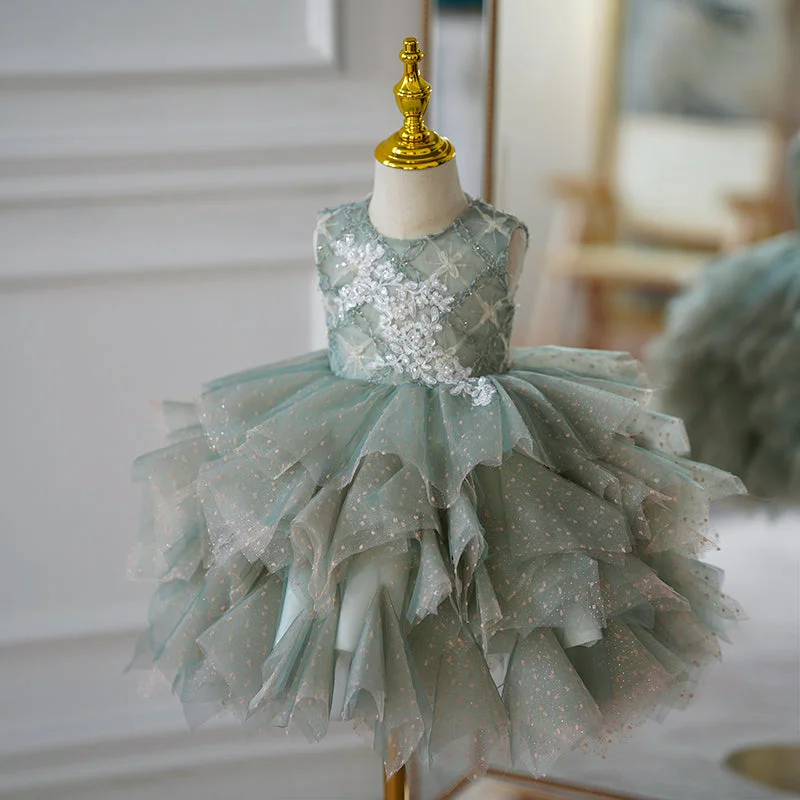 prom dresses for tall girlsGirl Prom Dress Toddler Summer Green Sleeveless Sequin Cake Princess Dress