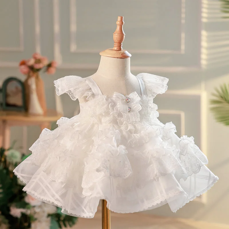 prom dresses for summerFlower Girl Dress Toddler Prom Dress Pageant White Fluffy Princess Dress