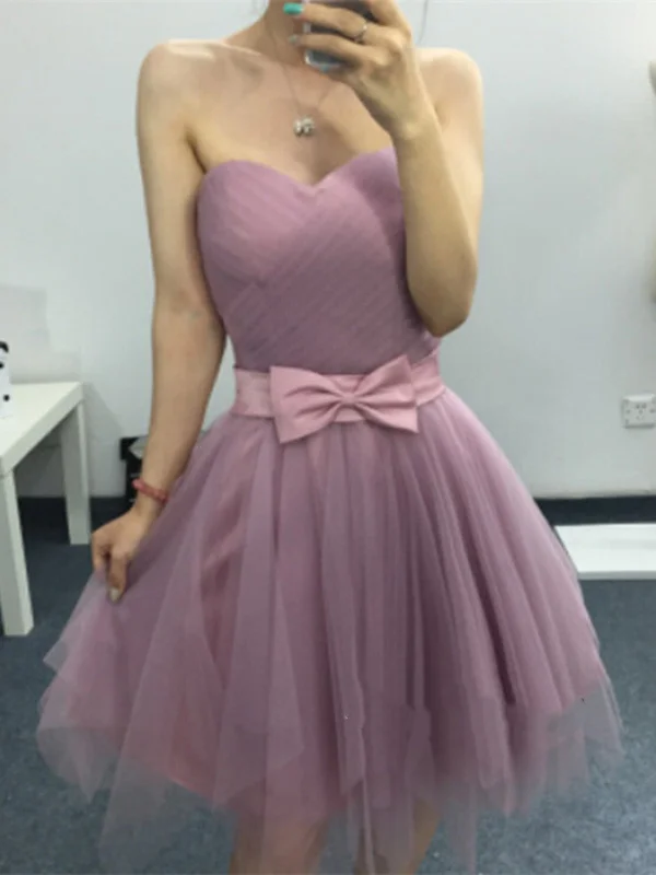 prom dresses with built-in petticoatsSweetheart Neck Short Purple Prom Dress, Short Purple Graduation Dress, Homecoming Dress