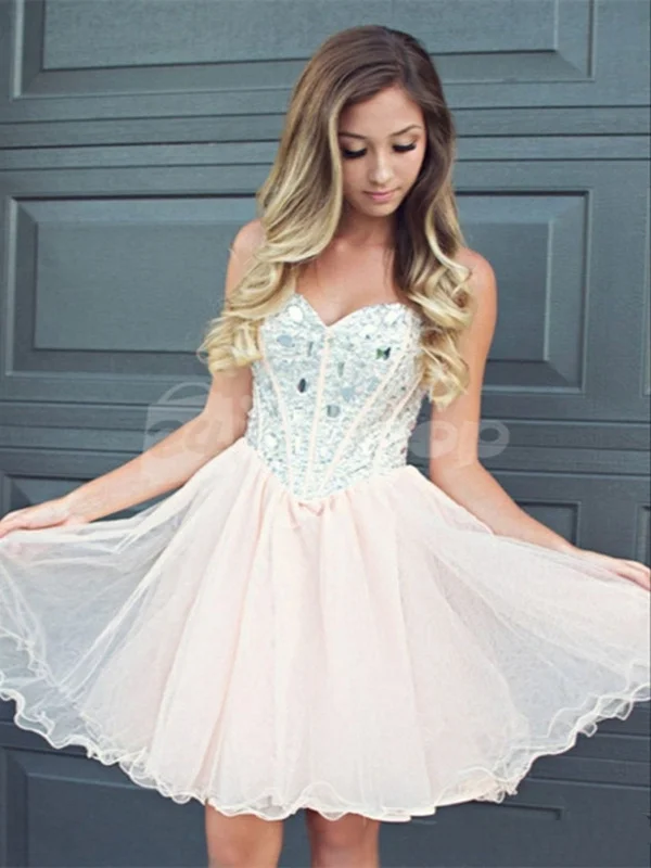 prom dress try-on ideasLight Pink Sweetheart Short Prom Dresses, Short Homecoming Dresses