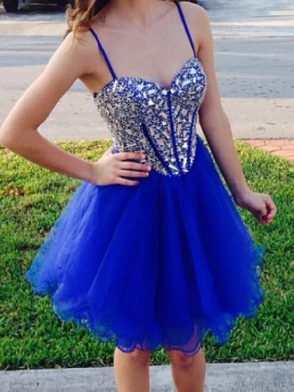 prom dresses for short girlsSweetheart Neck Short Blue Prom Dresses, Short Graduation Dresses, Blue Homecoming Dresses