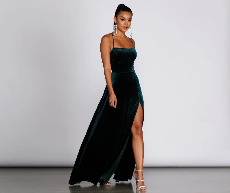 Formal Dress for Science AwardsAlycia Velvet Lace-Up Gown