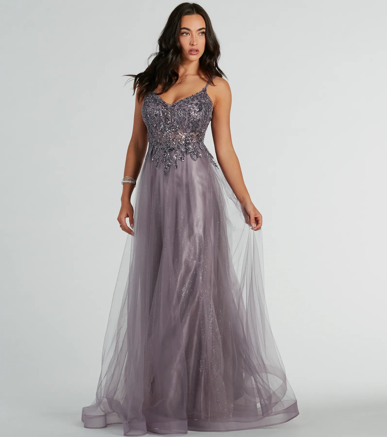 Formal Dress for Summer WeddingsVanessa A-Line Glitter Tulle Formal Dress