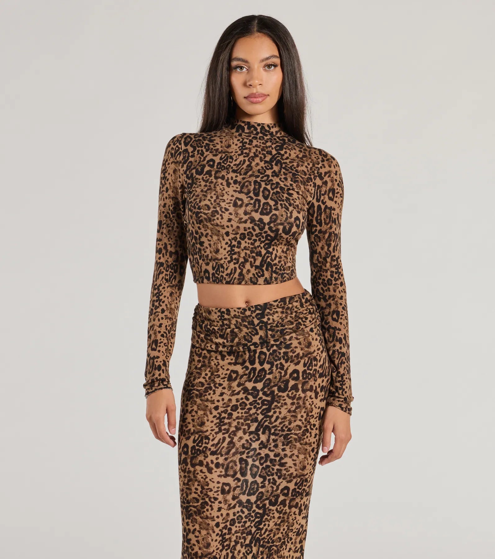 women's tops with beading accentsBold Aura Leopard Print Knit Crop Top