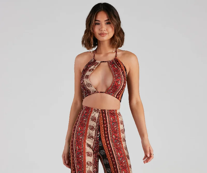 women's tops for those who love to experiment with fashionDesert Dreamer Halter Crop Top