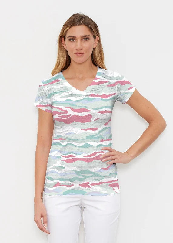 women's tops for those who want to add a pop of color to their outfitsMountain View Brick (17296) ~ Signature Cap Sleeve V-Neck Shirt