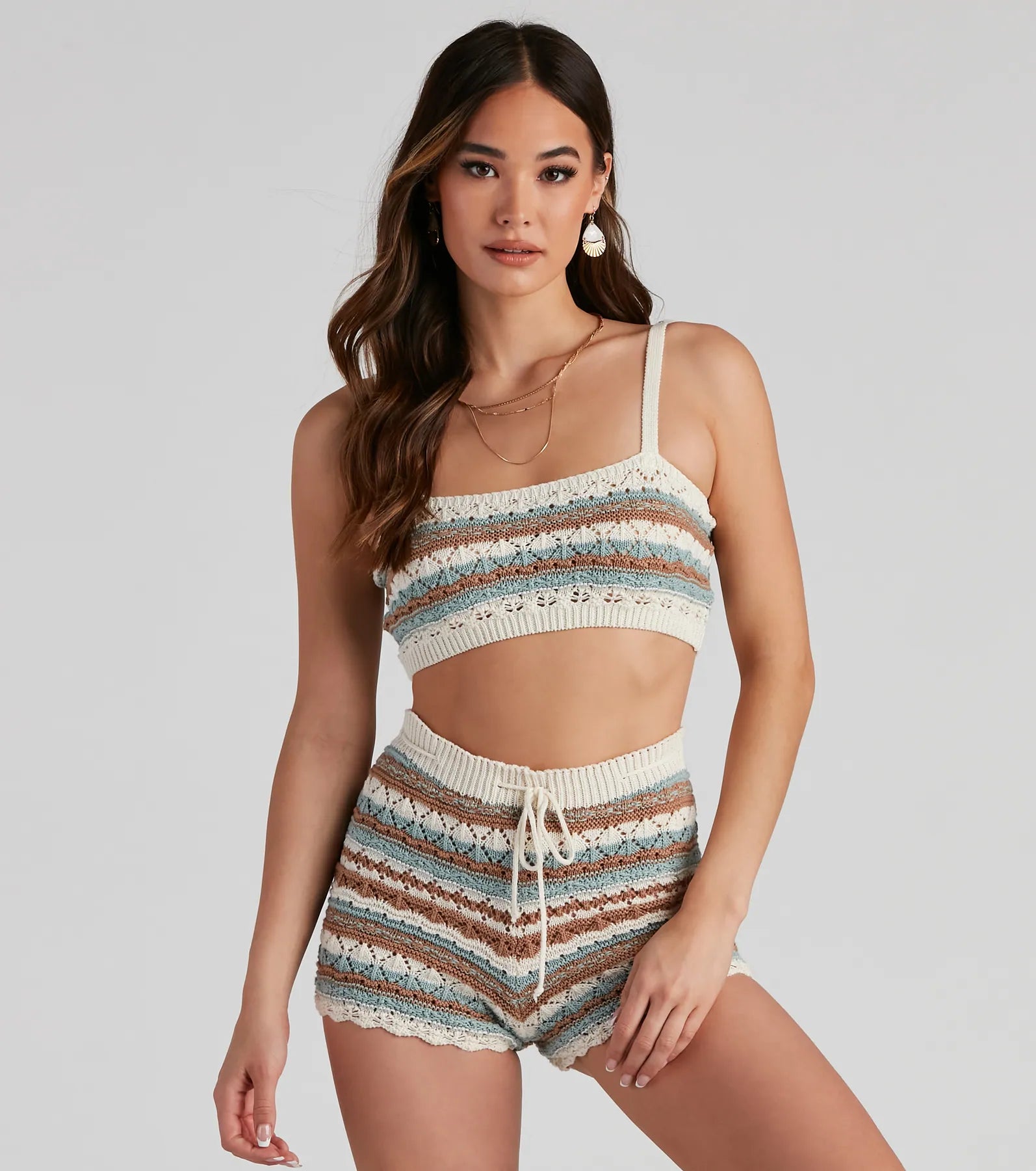 spaghetti strap women's topsSummer Blend Crochet Knit Top