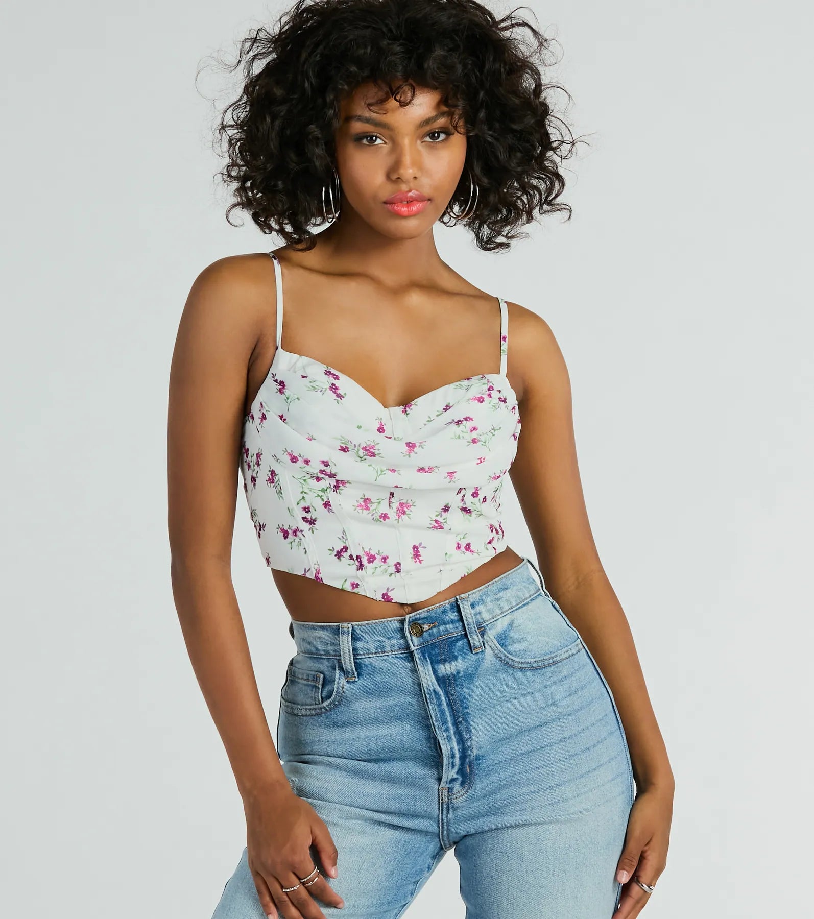 women's tops for those who want to add a personal touch to their wardrobe with unique and one-of-a-kind piecesPerfect Harmony Cowl Neck Floral Crop Top