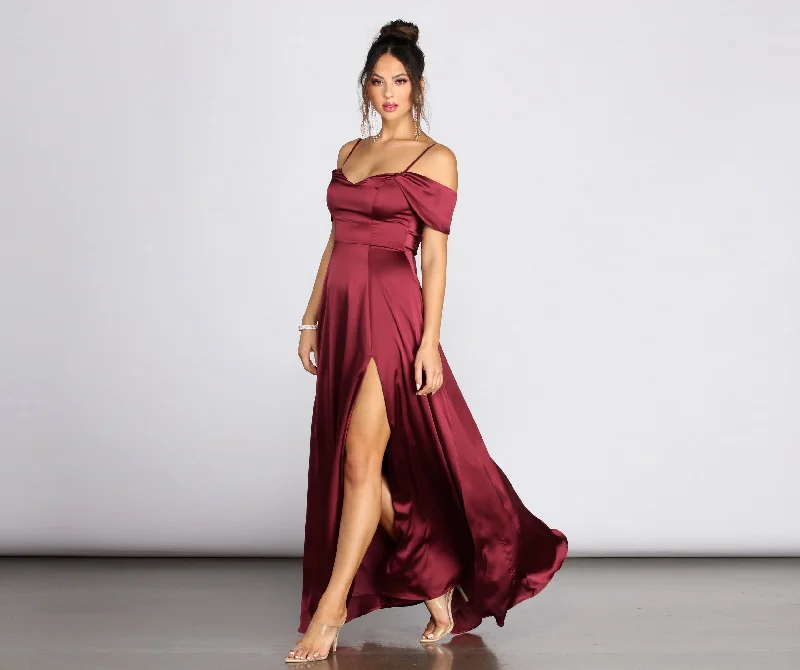 Formal Dress for PageantsKara Satin Off Shoulder Formal Gown