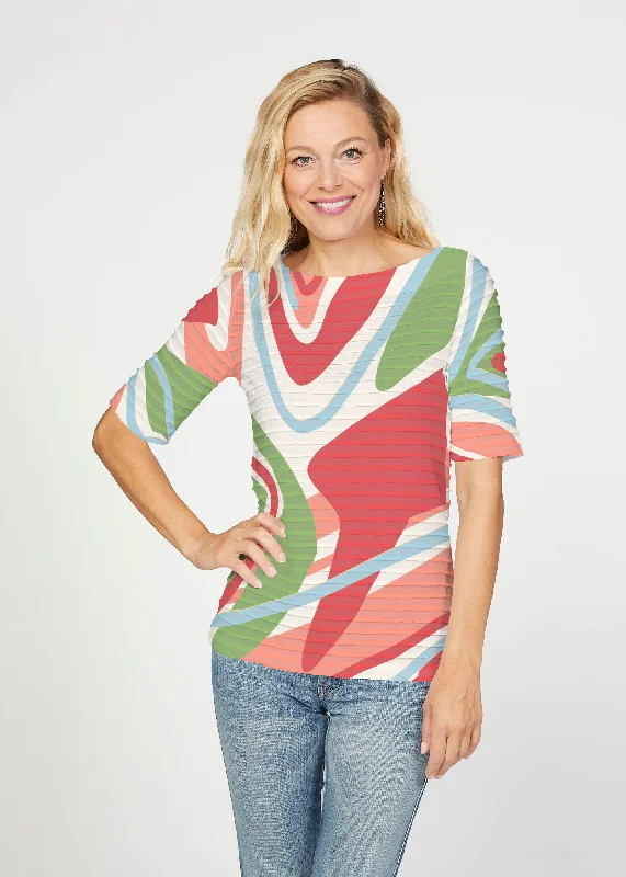 women's tops for those who want to create outfits that are both unique and memorableBoomerang (17292) ~ Banded Elbow Sleeve Boat Neck Top