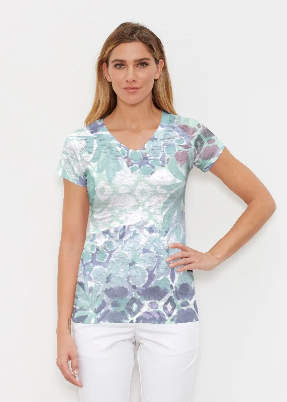 women's tops for those who want to stay cool and chic during warmer weatherBali Minty Blue (17291) ~ Signature Cap Sleeve V-Neck Shirt