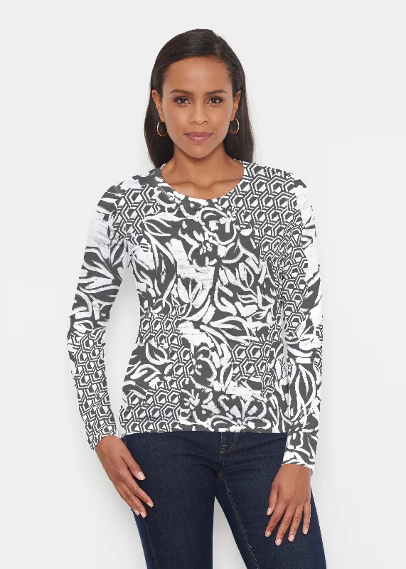 women's tops for those who want to add a bit of flair and personality to their looksBrookie Black (8177) ~ Signature Long Sleeve Crew Shirt