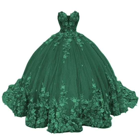 Formal Dress for International EventsGreen Sweetheart Sweet 16 Quinceanera Dresses Ball Gown for Girls Y7156