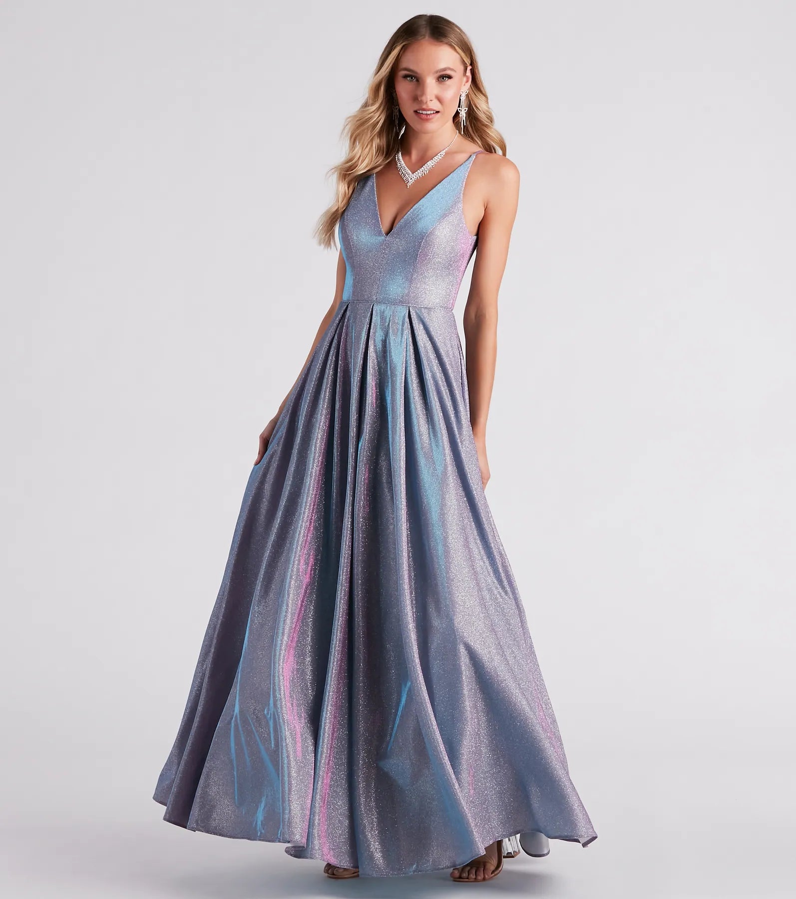 Formal Dress for Grammy AwardsDelaney Iridescent Glitter Woven Ball Gown