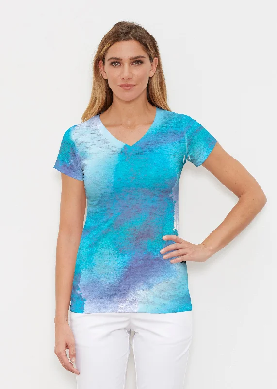 women's tops with bell sleevesGalaxy Blue (14311) ~ Signature Cap Sleeve V-Neck Shirt