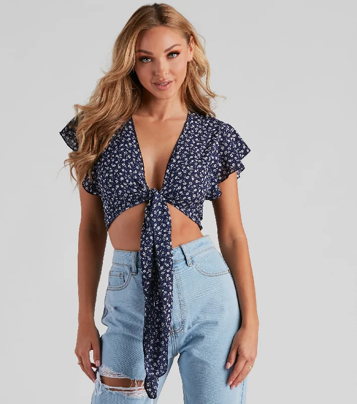 women's tops with built-in brasSo Darling Ditsy Floral Crop Top