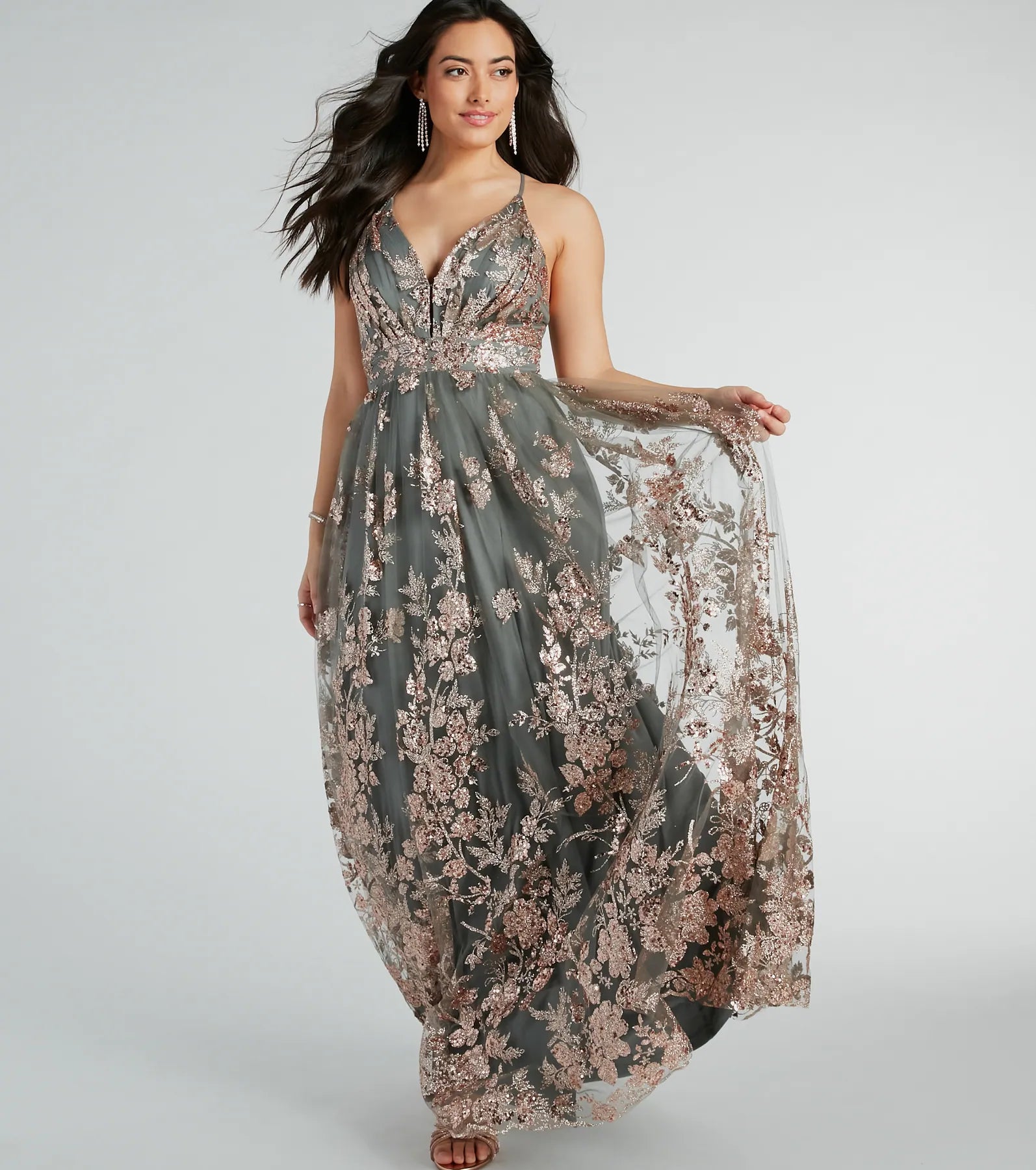 Formal Dress for Sustainable FashionAyva A-Line Glitter Sequin Tulle Formal Dress