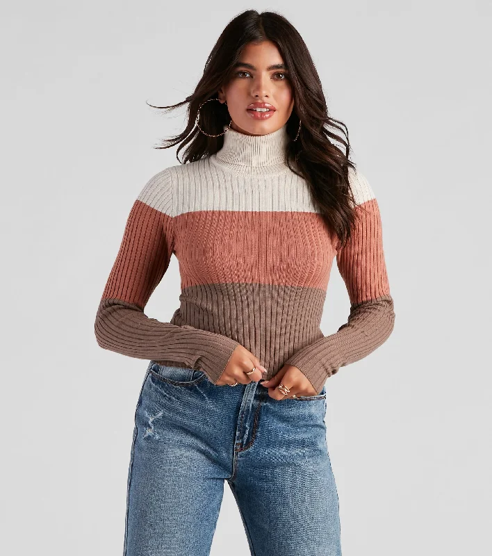 women's tops with bell sleevesLatte To Love Turtleneck Sweater Top