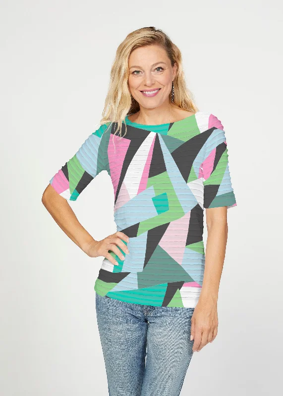 women's tops for those who love to dress up their casual looks with stylish topsGems (14314) ~ Banded Elbow Sleeve Boat Neck Top