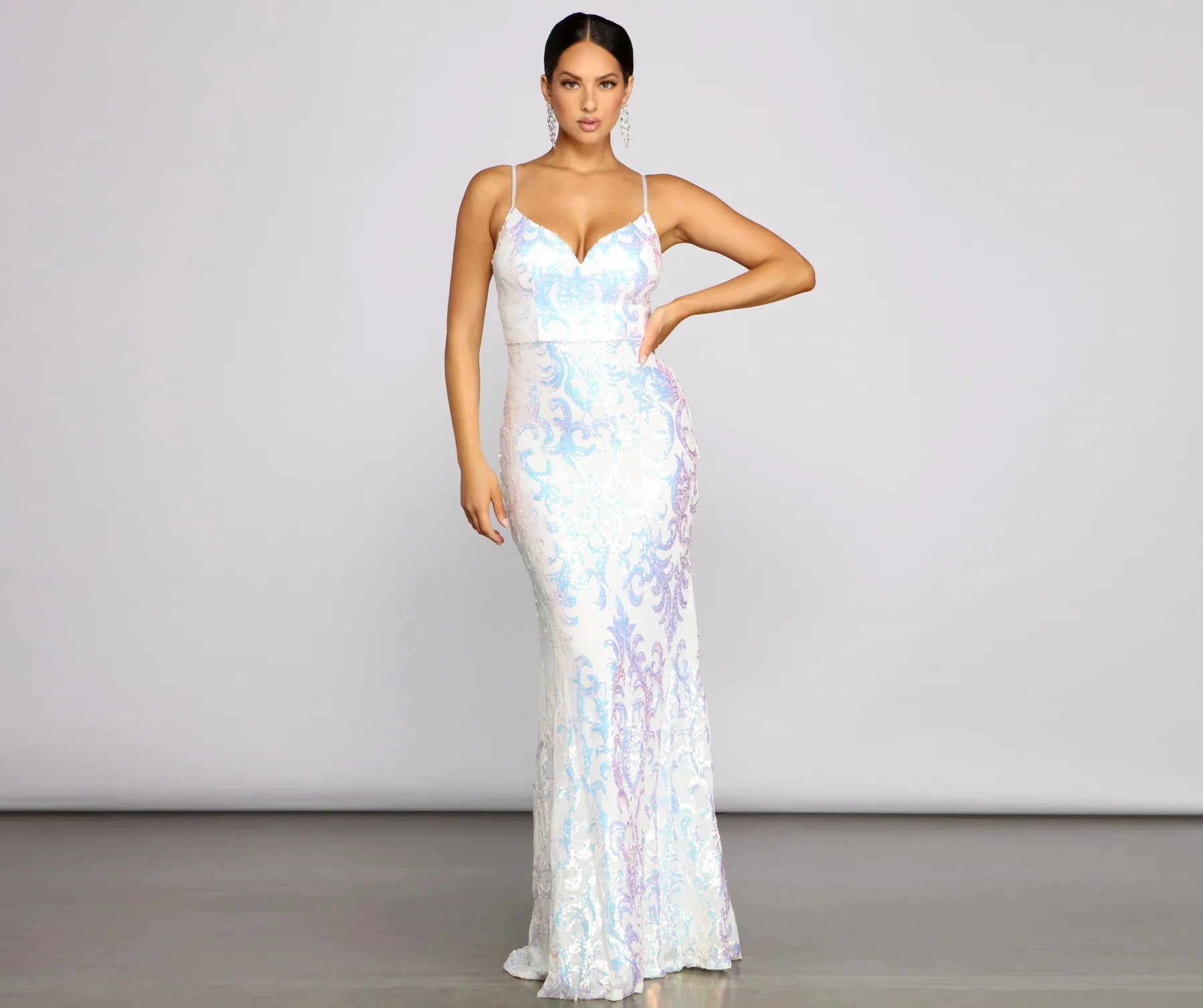 Formal Dress for Beach WeddingsFallon Sleeveless Sequin Mesh Formal Dress