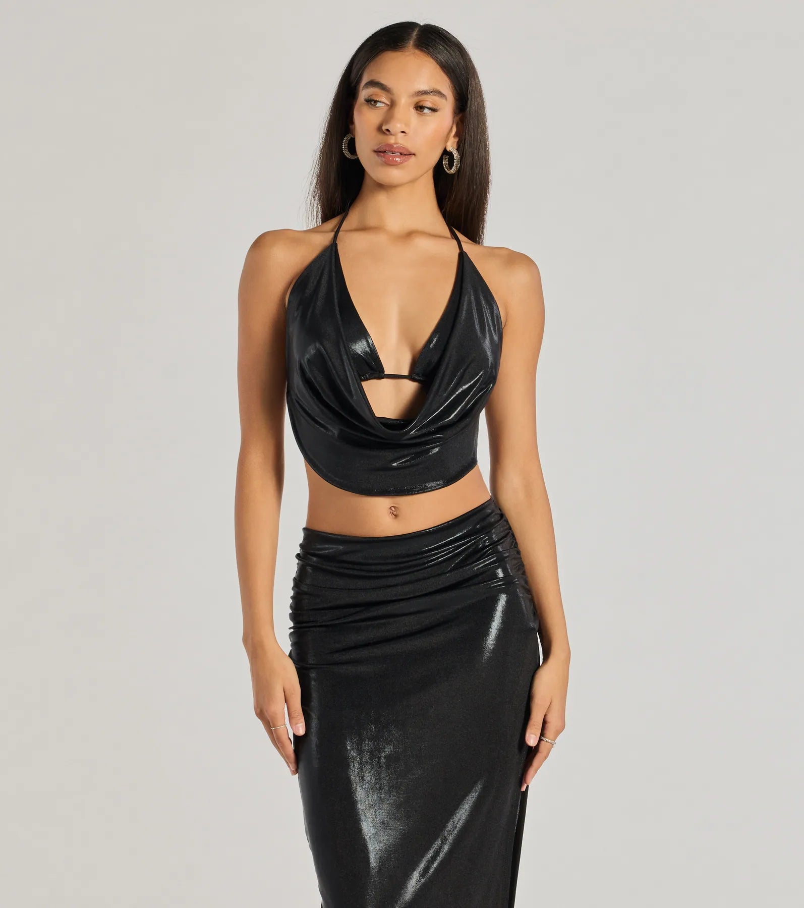 spaghetti strap women's topsSultry Does It Halter Neck Crop Top