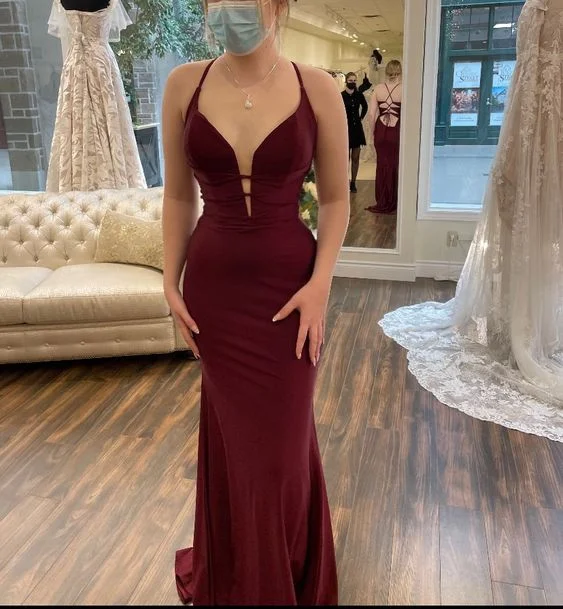 Formal Dress for Golf TournamentsFashion Burgundy Mermaid Evening Dress,Burgundy Formal Gown Y6429