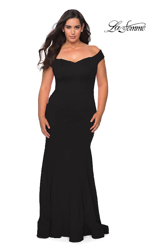 Classic Formal Dress StylesLa Femme Off-Shoulder Long Plus-Size Formal Dress