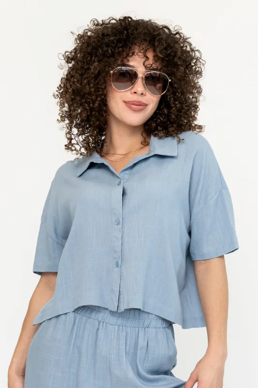 women's tops for those who want to invest in timeless piecesGabbie Top in Blue - FINAL SALE