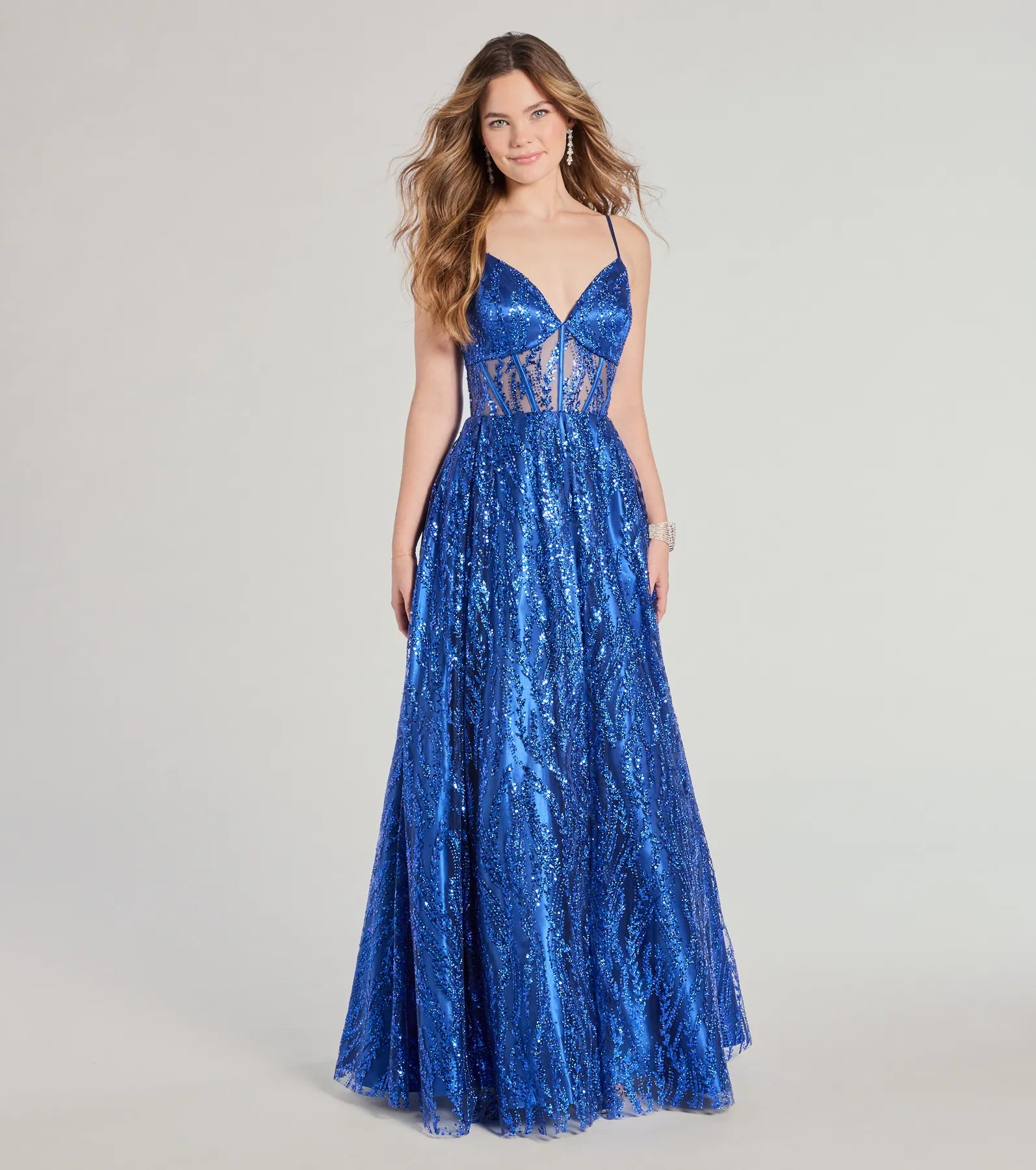 Formal Dress for Historical ReenactmentsJanet Bustier Lace-Up Glitter A-Line Ball Gown