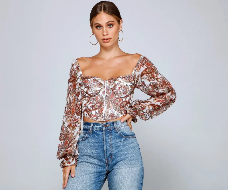 silk women's topsLookin' Fresh In Floral Chiffon Crop Top