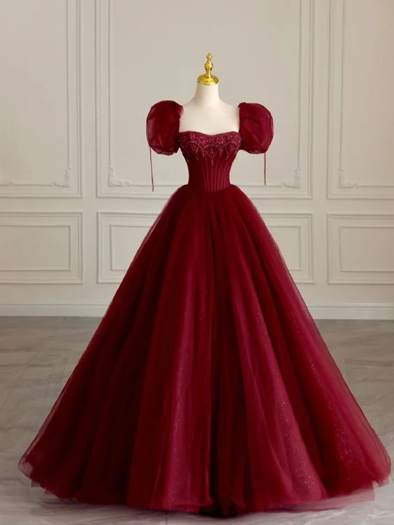 Formal Dress for Theme Park EventsBurgundy evening dress long elegant evening gown for women Y6601