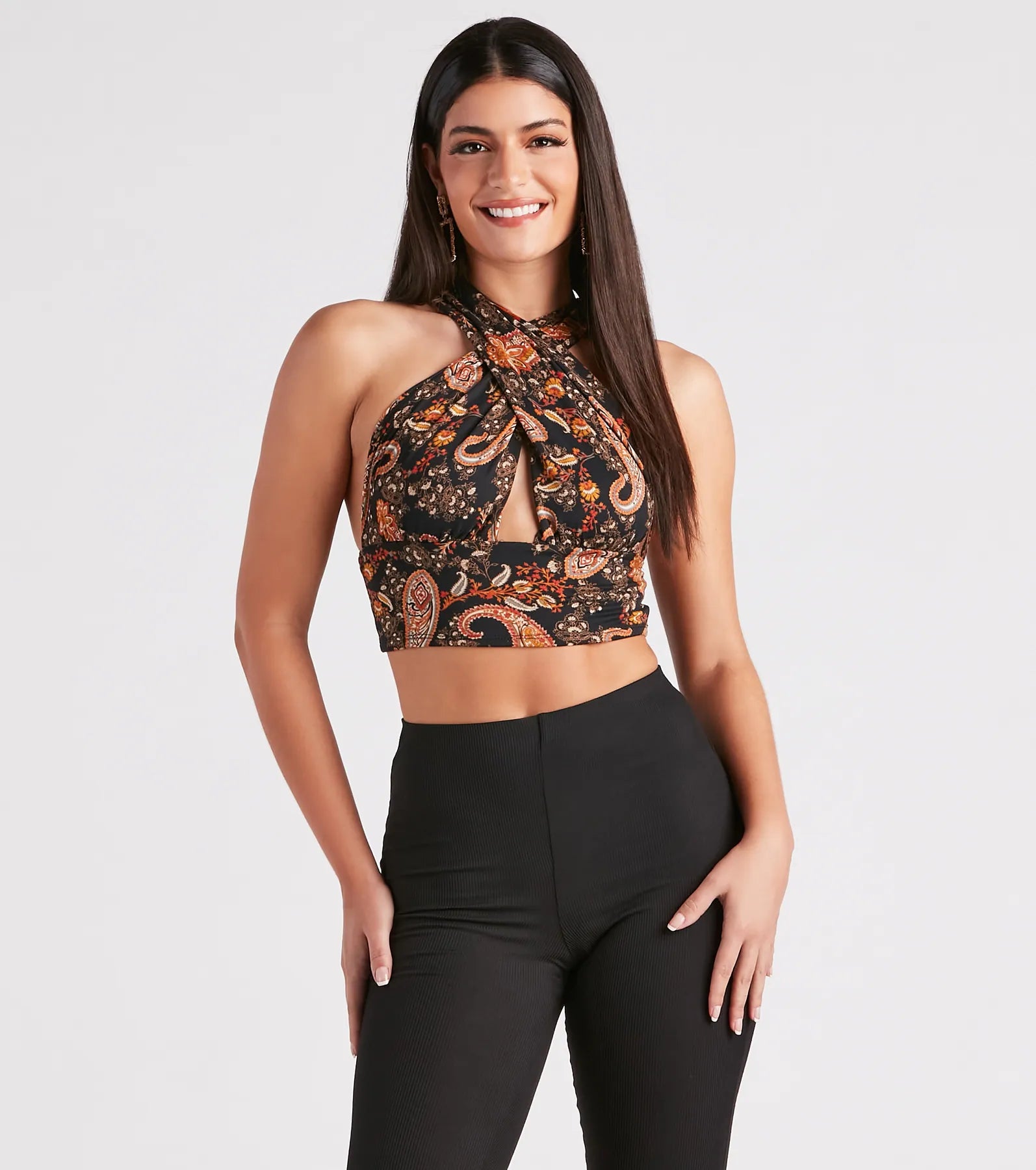 women's tops for those who want to create stylish and put-together outfits without spending a fortunePretty In Paisley Convertible Crop Top