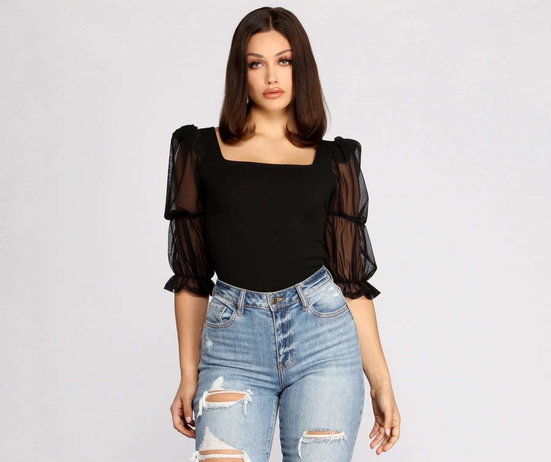 striped women's topsMoment For Mesh Top